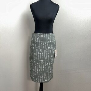 LuLaRoe Cassie Pencil Skirt Women's‎ Medium Gray Arrows Feathers Professional